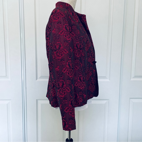 Coldwater Creek red black rose floral blazer jacket size 16 - Picture 5 of 13